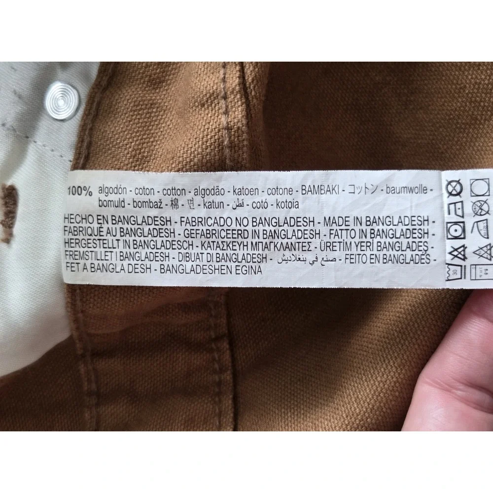 Zara Brown Denim Canvas Bib Overalls Carpenter Workwear Utility Mens XL Gorpcore